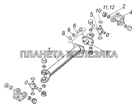 4310-4502110-01 Вал карданный лебедки задний КамАЗ-43118 (Евро 4)