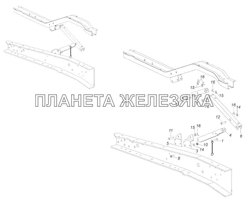 43114-5002051-10 Установка ограничителя подъема кабины КамАЗ-43118 (Евро 4)