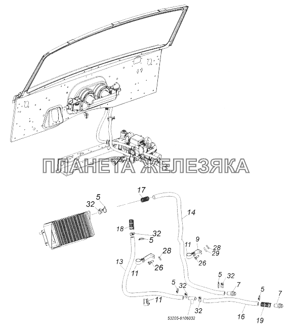 6520-8100007 Установка шлангов системы отопления КамАЗ-43118 (Евро 4)