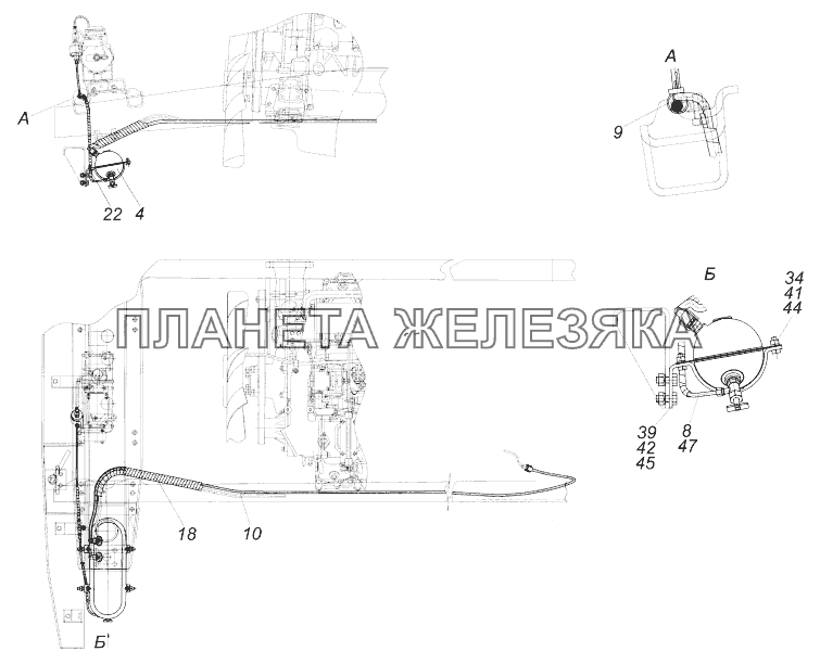 5350-8106002 Установка топливного бачка и топливопроводов подогревателя КамАЗ-43118 (Евро 4)