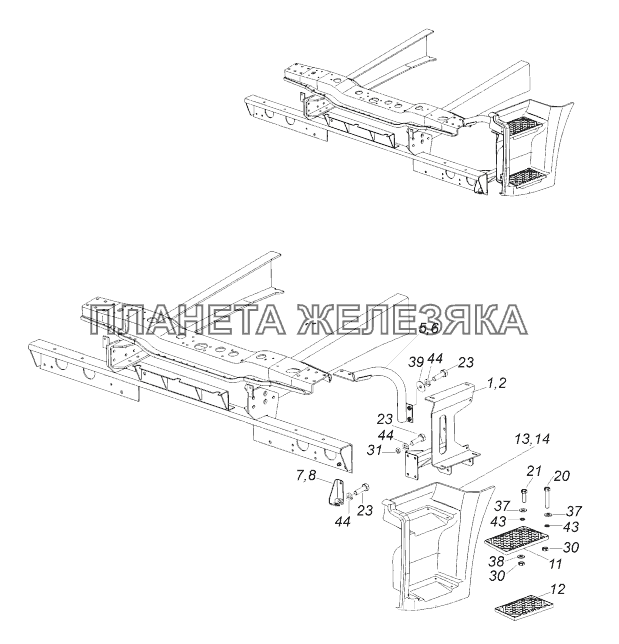 65115-8405009-50 Установка подножек левая КамАЗ-43118 (Евро 4)