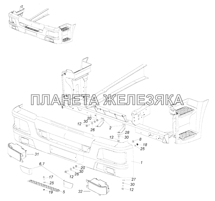 65115-8416010-50 Установка облицовки буфера КамАЗ-43118 (Евро 4)