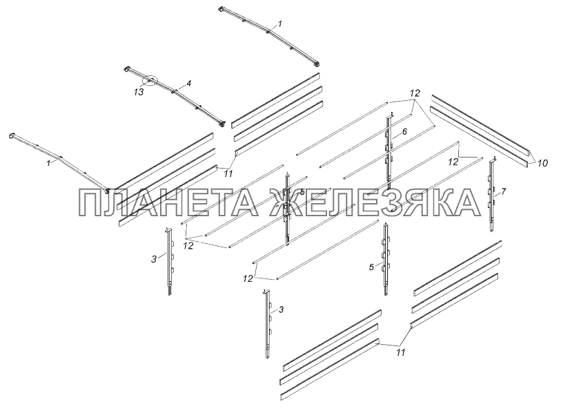 43118-8508008-70 Установка каркаса тента КамАЗ-43118 (Евро 4)