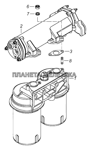 740.90-1012006 Фильтр масляный с теплообменником КамАЗ-43118 (Евро 4)