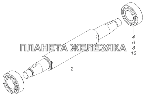 740.90-1111030-10 Вал редуктора привода ТНВД с подшипниками КамАЗ-43118 (Евро 4)