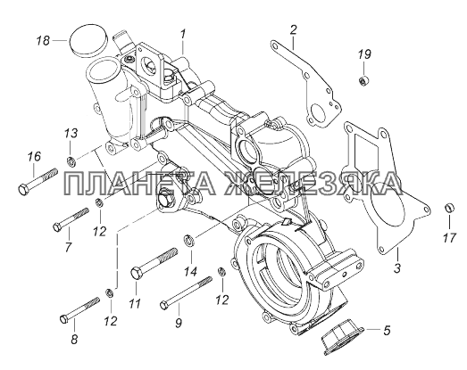 740.63-1303005-30 Установка корпуса водяных каналов КамАЗ-43118 (Евро 4)