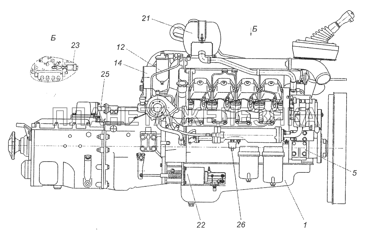 Агрегат силовой, укомплектованный для установки на автомобиль КАМАЗ-43253 (Евро-2) КамАЗ-43253 (Часть-1)
