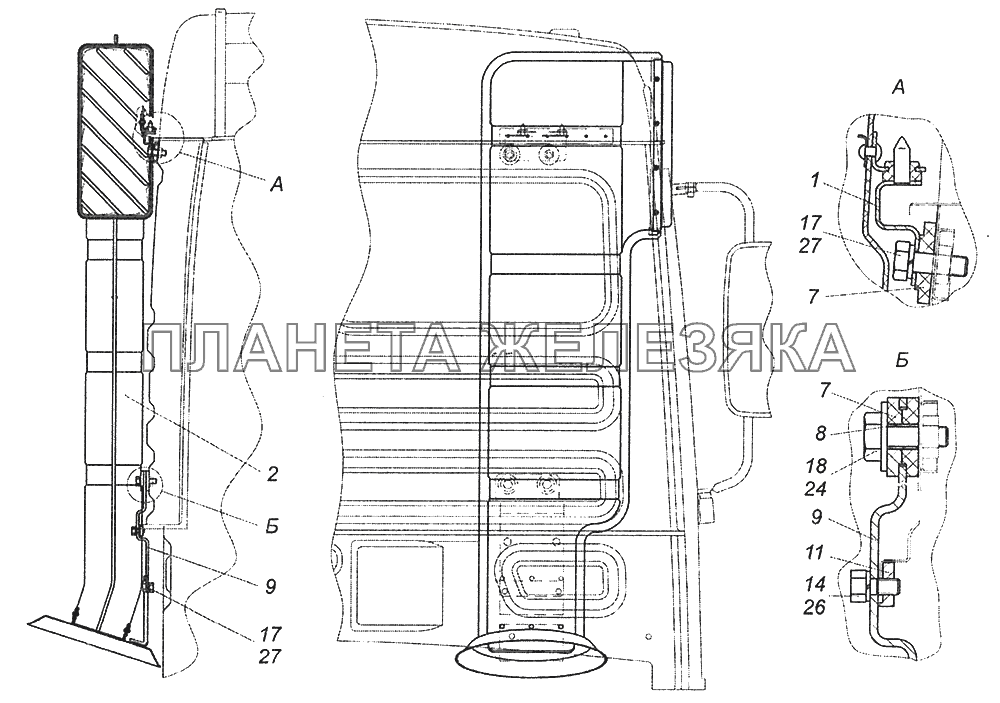 4308-1109003 Установка воздухозаборника КамАЗ-43253 (Часть-1)