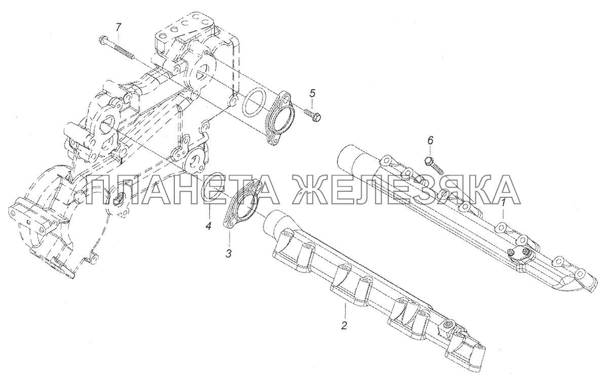 7406.1303002 Установка водяных труб КамАЗ-43253 (Часть-1)