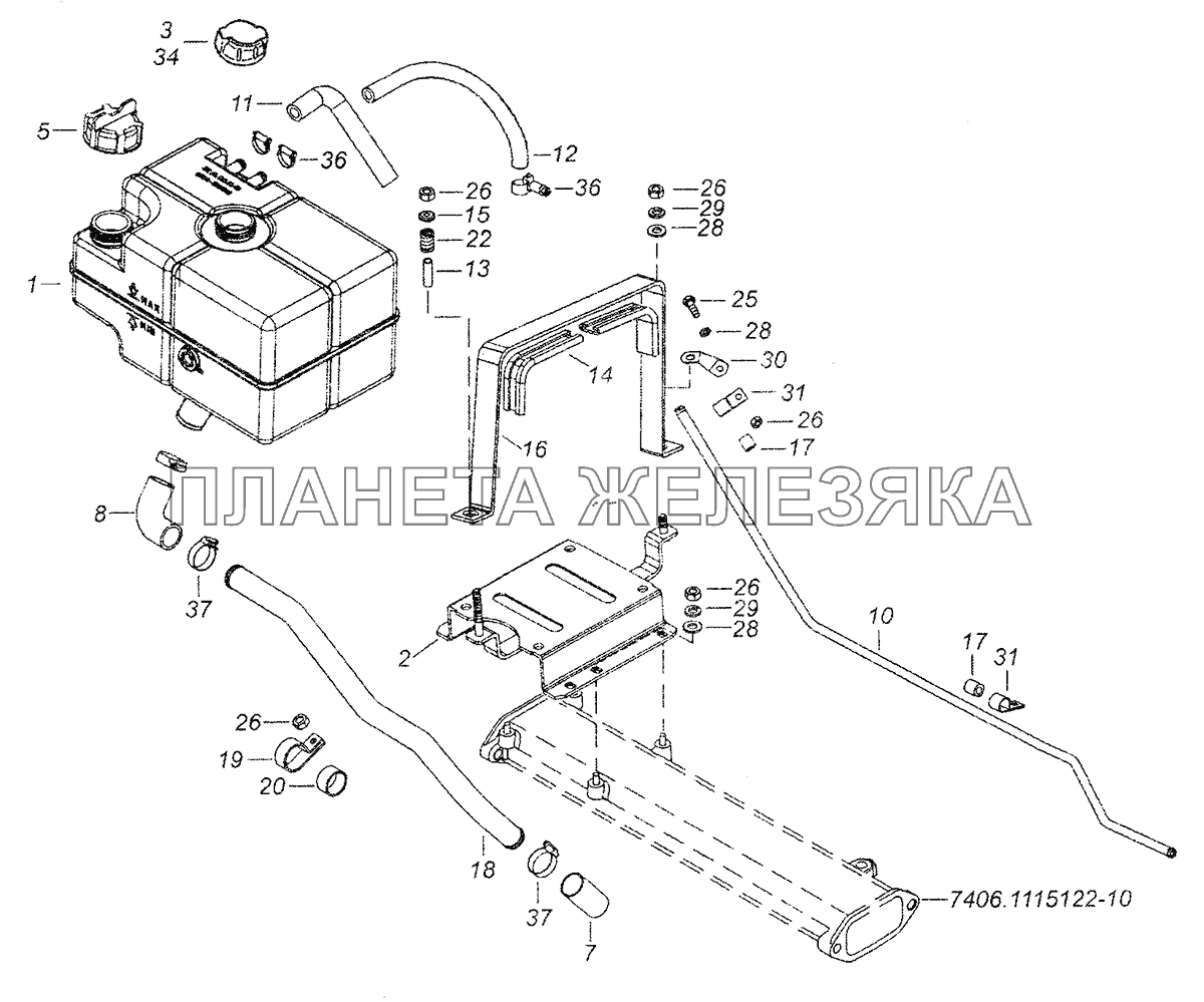 54115-1311005-10 Установка расширительного бачка КамАЗ-43253 (Часть-1)