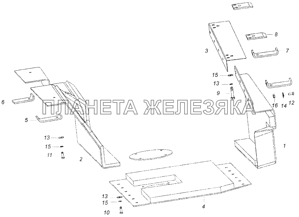 43255-1580004 Установка шумоизоляционного экрана нижнего КПП КамАЗ-43253 (Часть-1)