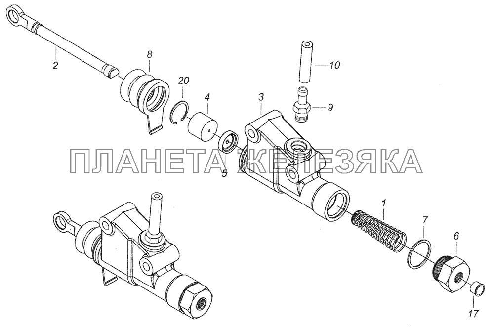 5320-1602510-10 Главный цилиндр управления сцеплением КамАЗ-43253 (Часть-1)