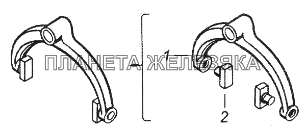 14.1702026 Вилка переключения 2-ой и 3-ей передач КамАЗ-43253 (Часть-1)