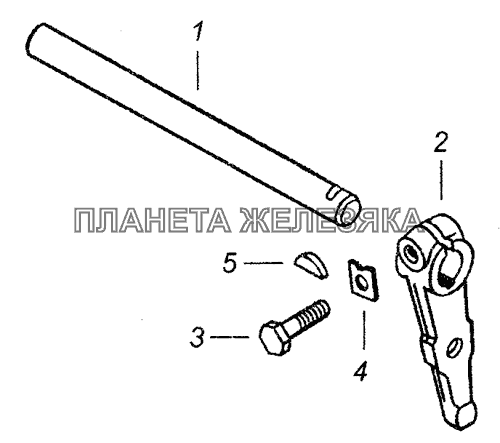15.1771110 Валик вилки мезанизма переключения с рычагом КамАЗ-43253 (Часть-1)