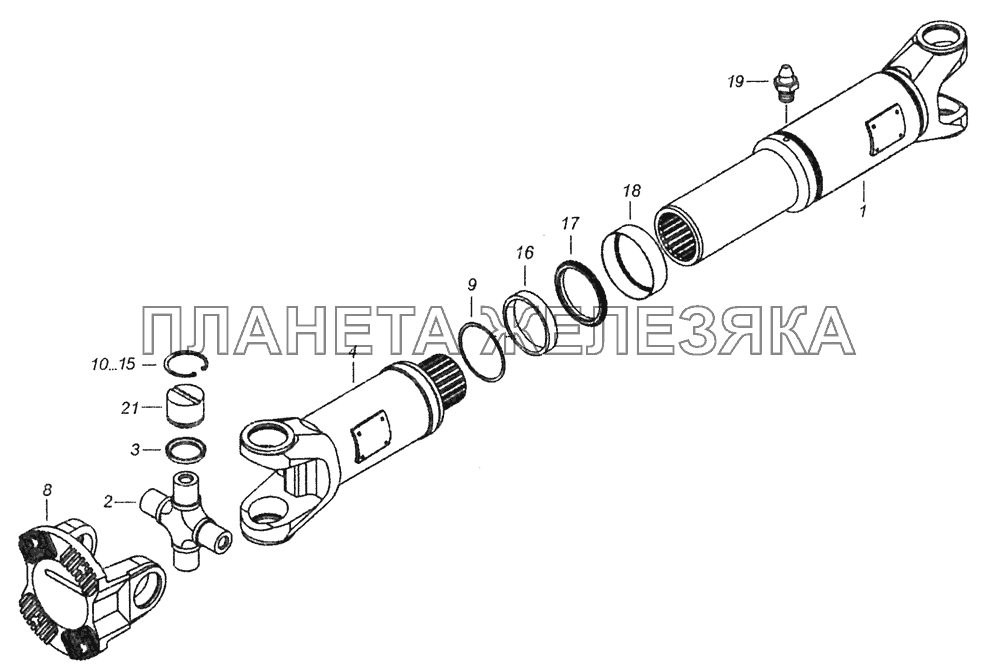 43253-2201011 Вал карданный заднего моста КамАЗ-43253 (Часть-1)