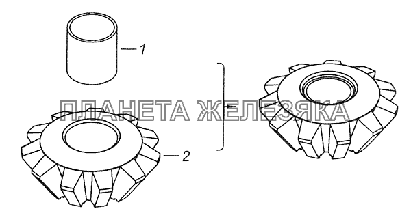 53212-2403054 Сателлит дифференциала заднего моста с втулкой КамАЗ-43253 (Часть-1)