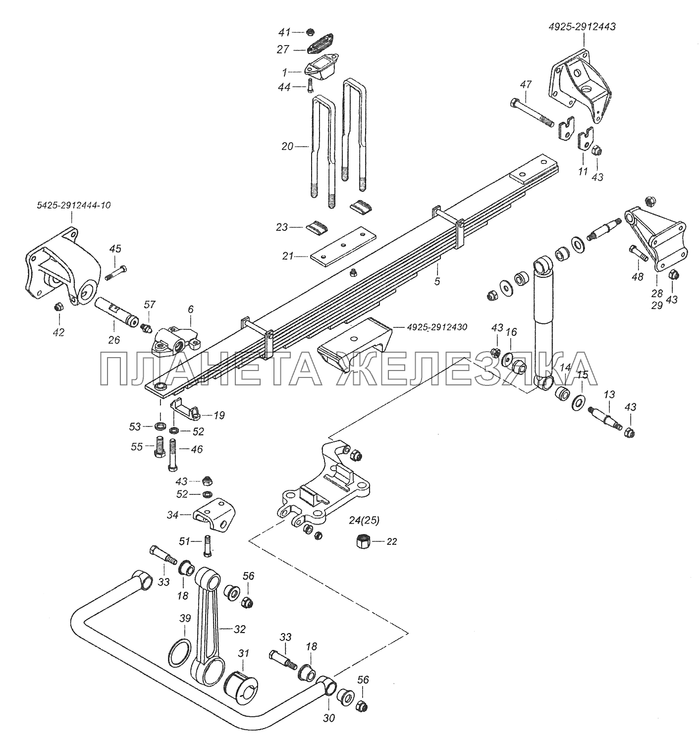 4925-2900002-01 Подвеска задняя КамАЗ-43253 (Часть-1)