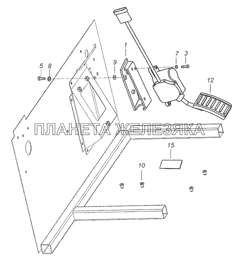 5297-1108002 Установка педали электронного управления подачей топлива КамАЗ-43253 (Часть-1)