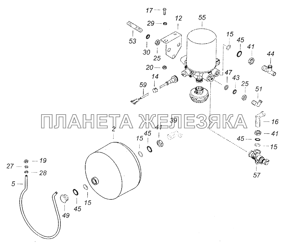 43114-3500011-17 Установка осушителя КамАЗ-43253 (Часть-2)