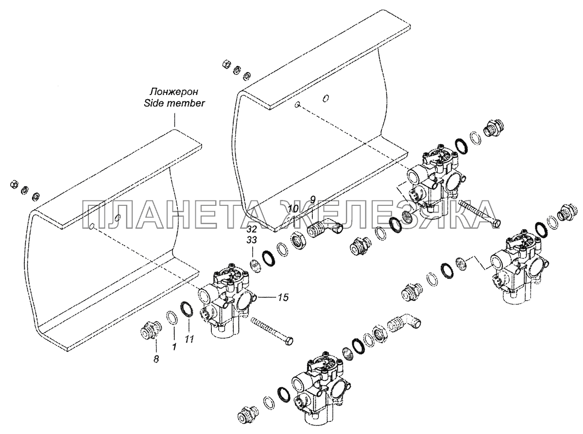 43253-3500042-41 Модуляторы с соединительной арматурой КамАЗ-43253 (Часть-2)