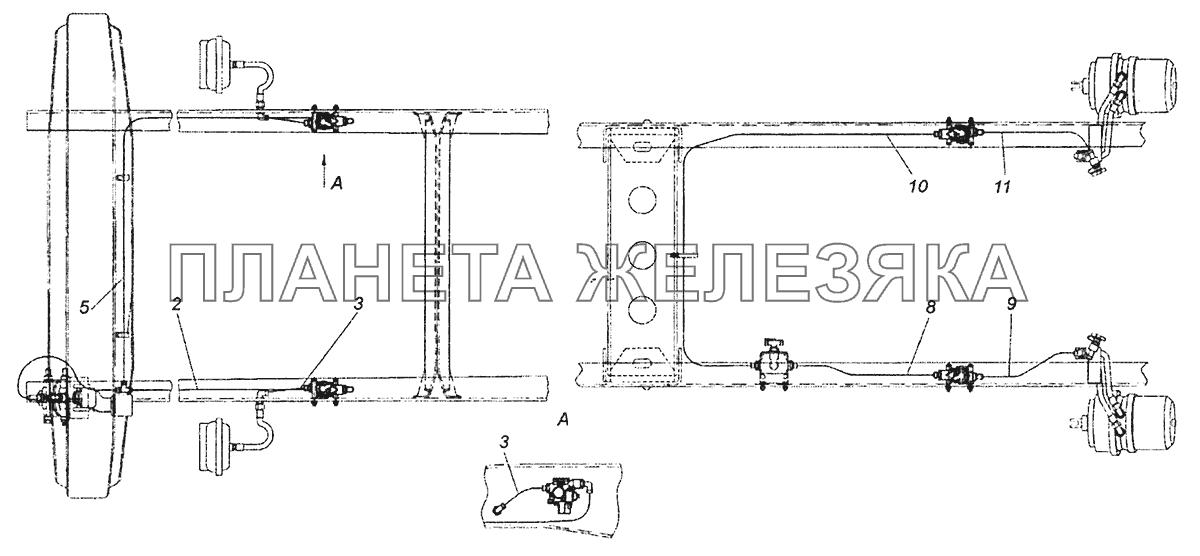 43253-3506042-41 Установка пневмоуправления системой АБС КамАЗ-43253 (Часть-2)