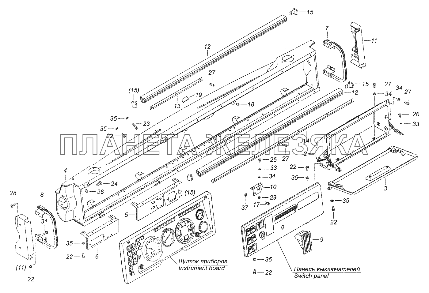 53205-5300023-10 Монтаж и крепление панели приборов КамАЗ-43253 (Часть-2)