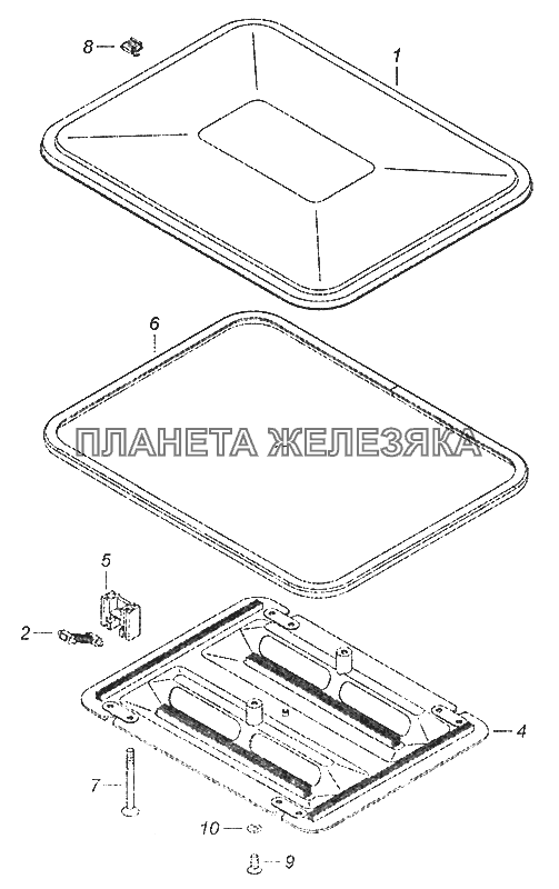 53205-5713008 Установка вентиляционного люка крыши КамАЗ-43253 (Часть-2)