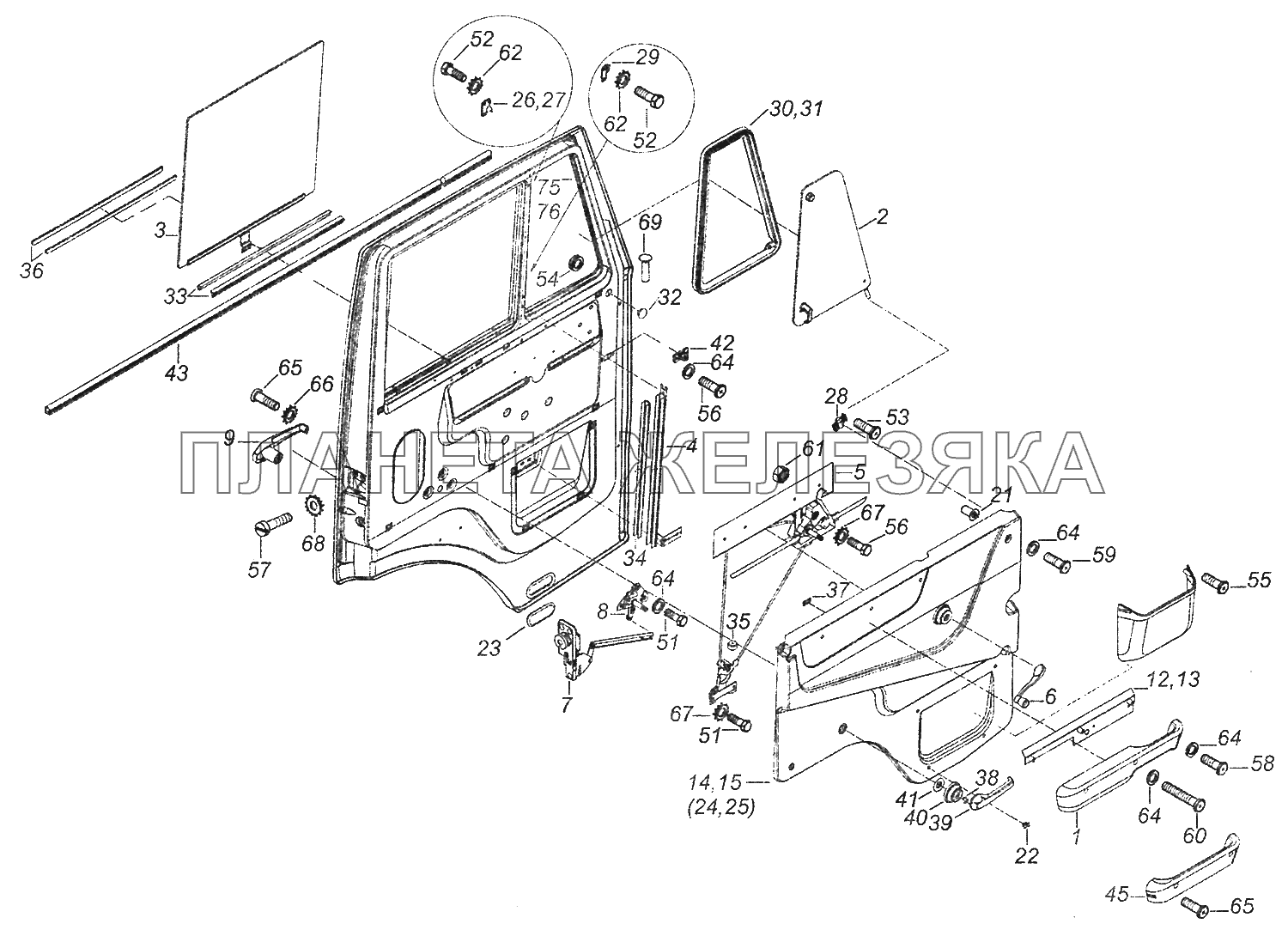 53205-6100005 Установка стекол и арматуры двери левой КамАЗ-43253 (Часть-2)