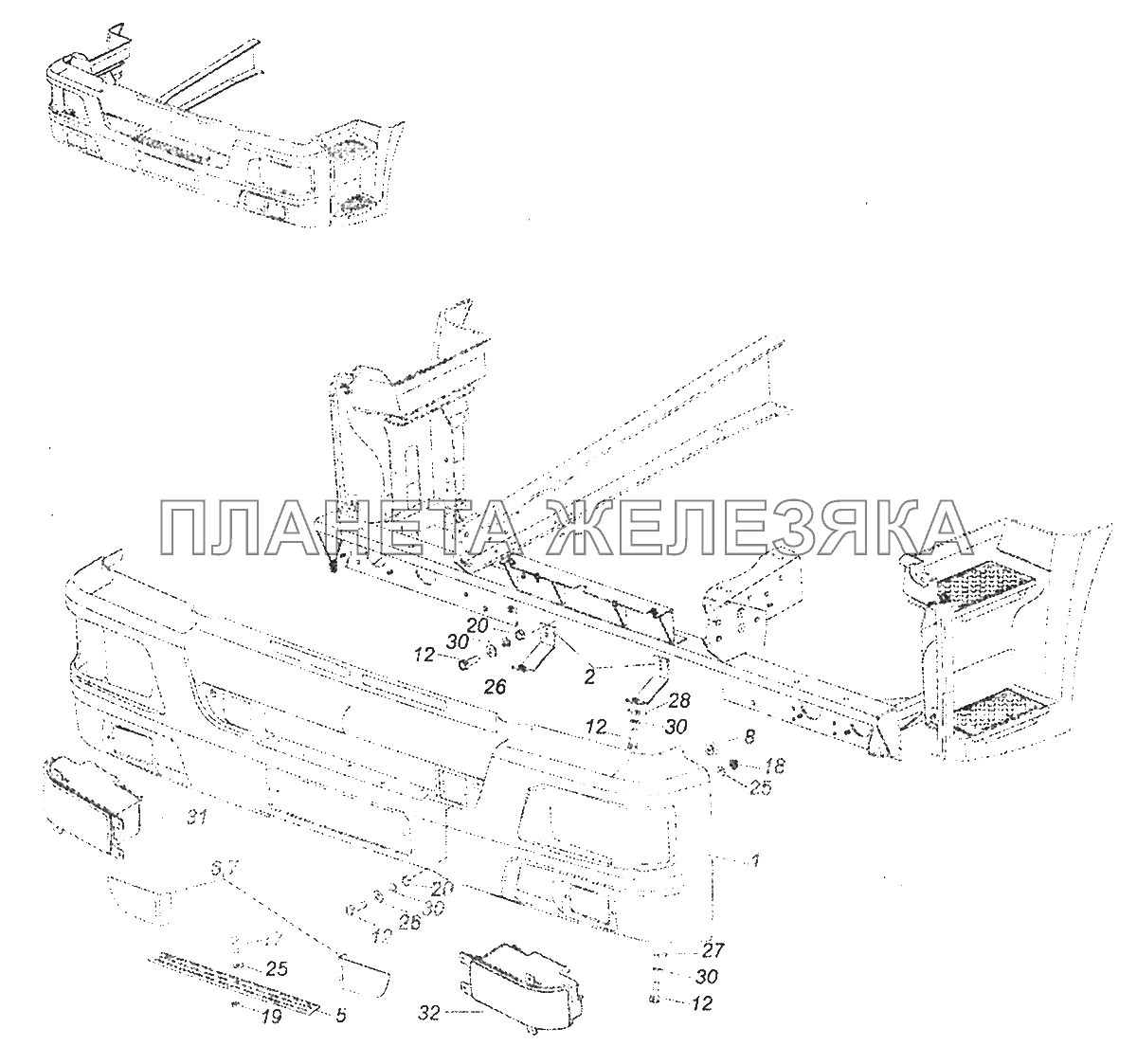 65115-8416010-50 Установка облицовки буфера (рестайлинг) КамАЗ-43253 (Часть-2)