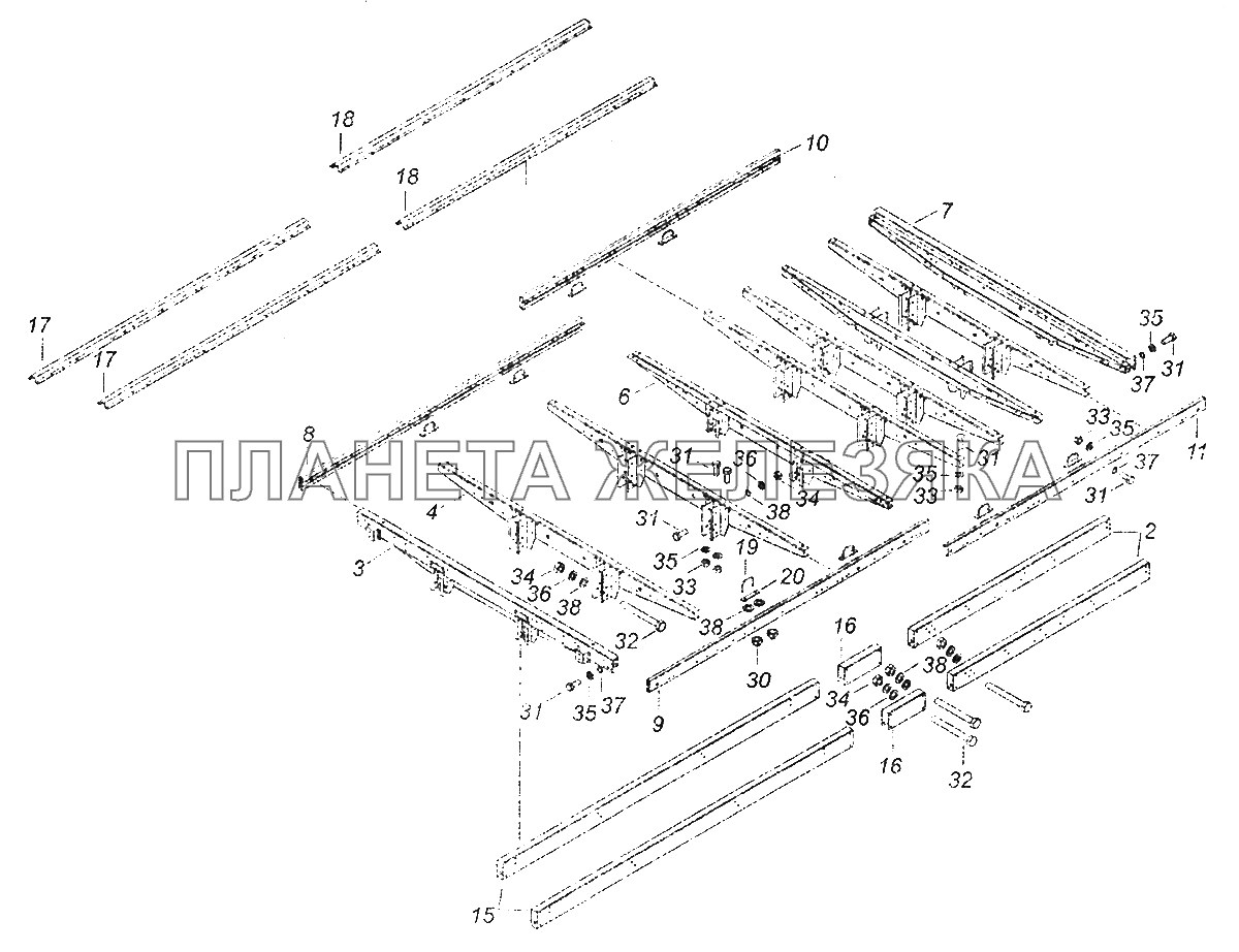 43253-8501016-70 Каркас основания платформы КамАЗ-43253 (Часть-2)