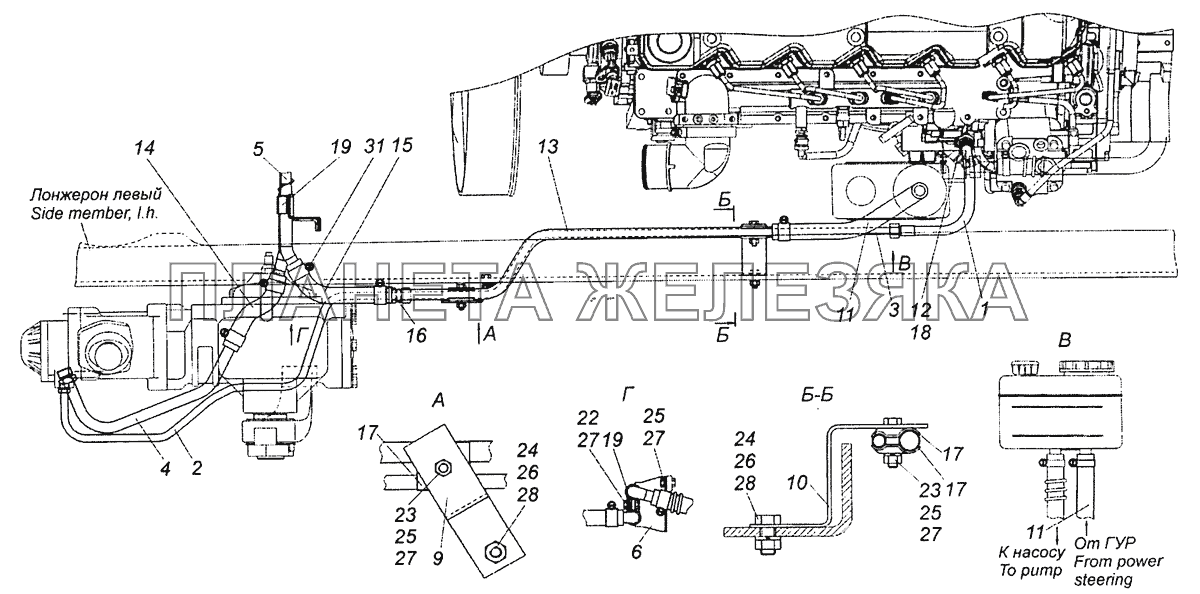 65115-3400018-19 Установка трубопроводов КамАЗ-43253, 43255 (Евро-4)