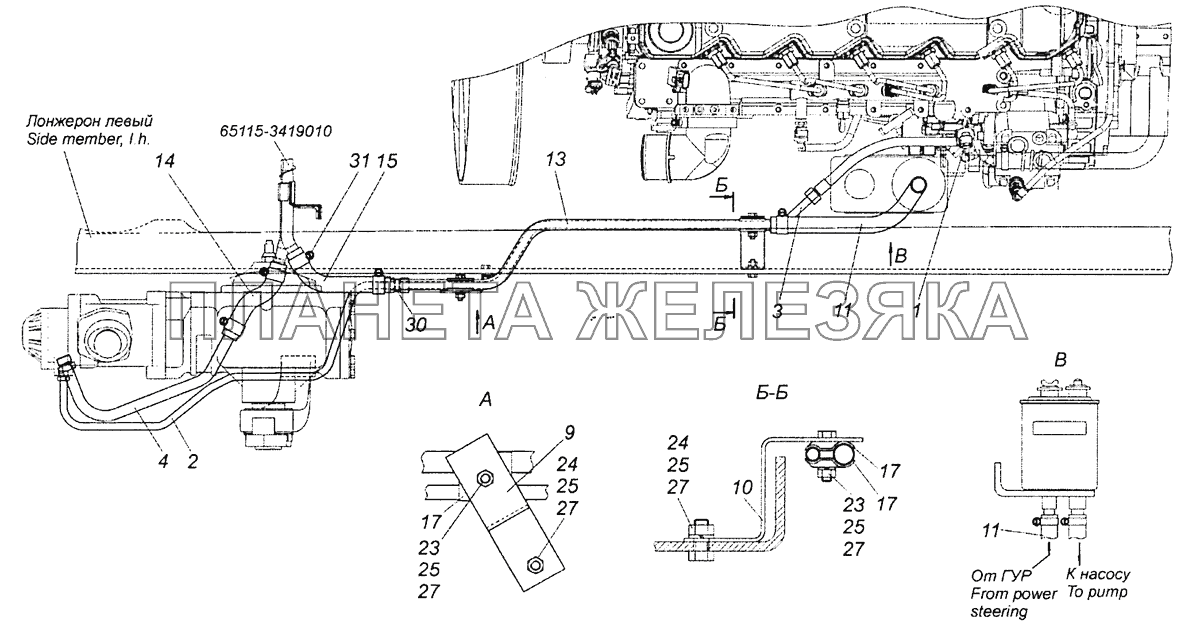 65115-3400018-20 Установка трубопроводов КамАЗ-43253, 43255 (Евро-4)