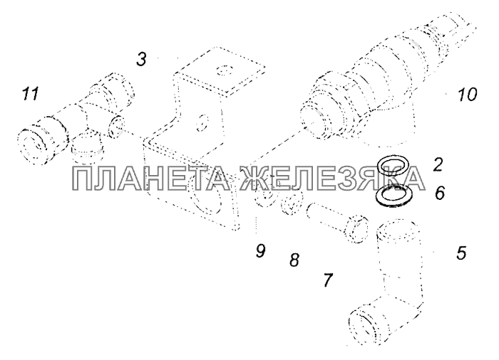 65115-3531010-80 Установка клапана накачки шин КамАЗ-43253, 43255 (Евро-4)