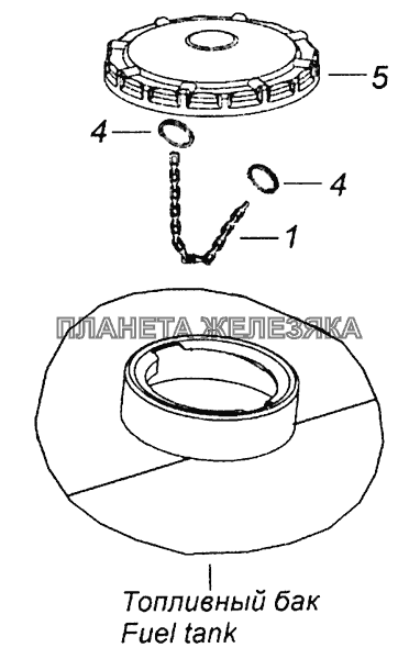53215-1103001 Установка крышки топливного бака КамАЗ-43253, 43255 (Евро-4)