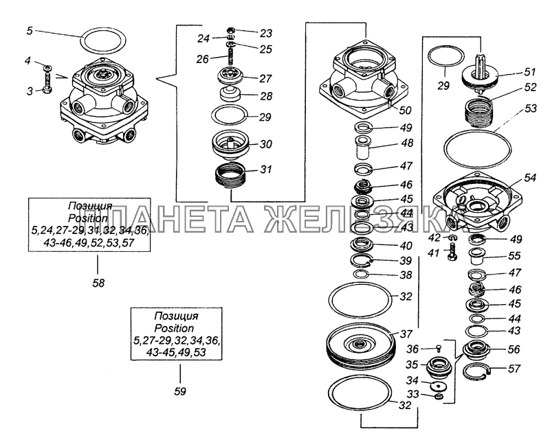 100-3514108-10 Кран тормозной двухсекционный КамАЗ-43253, 43255 (Евро-4)