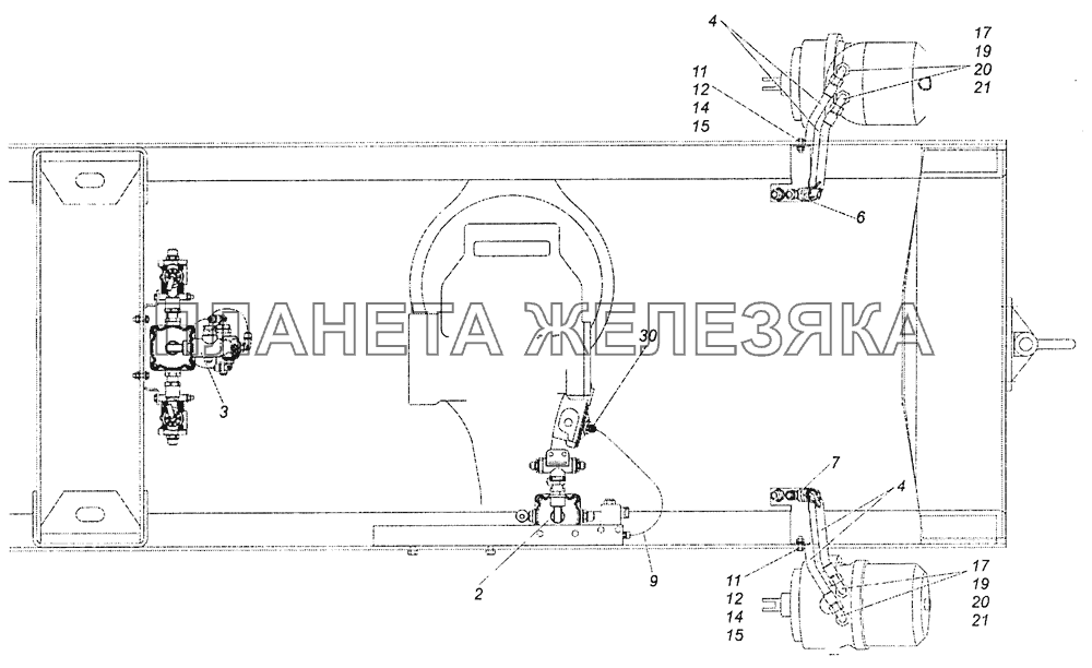 43255-3506002-13 Управление тормозами заднего моста КамАЗ-43253, 43255 (Евро-4)