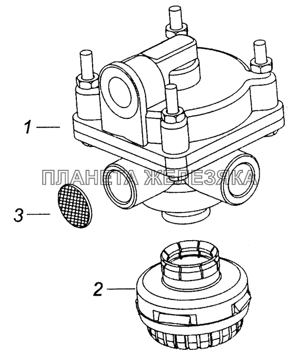 2233-3518010-20 Ускорительный клапан с глушителем КамАЗ-43253, 43255 (Евро-4)