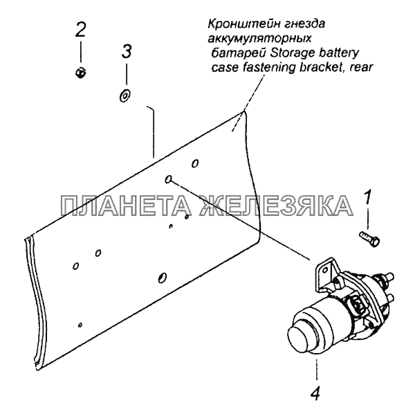 6540-3737001 Установка выключателя массы КамАЗ-43253, 43255 (Евро-4)