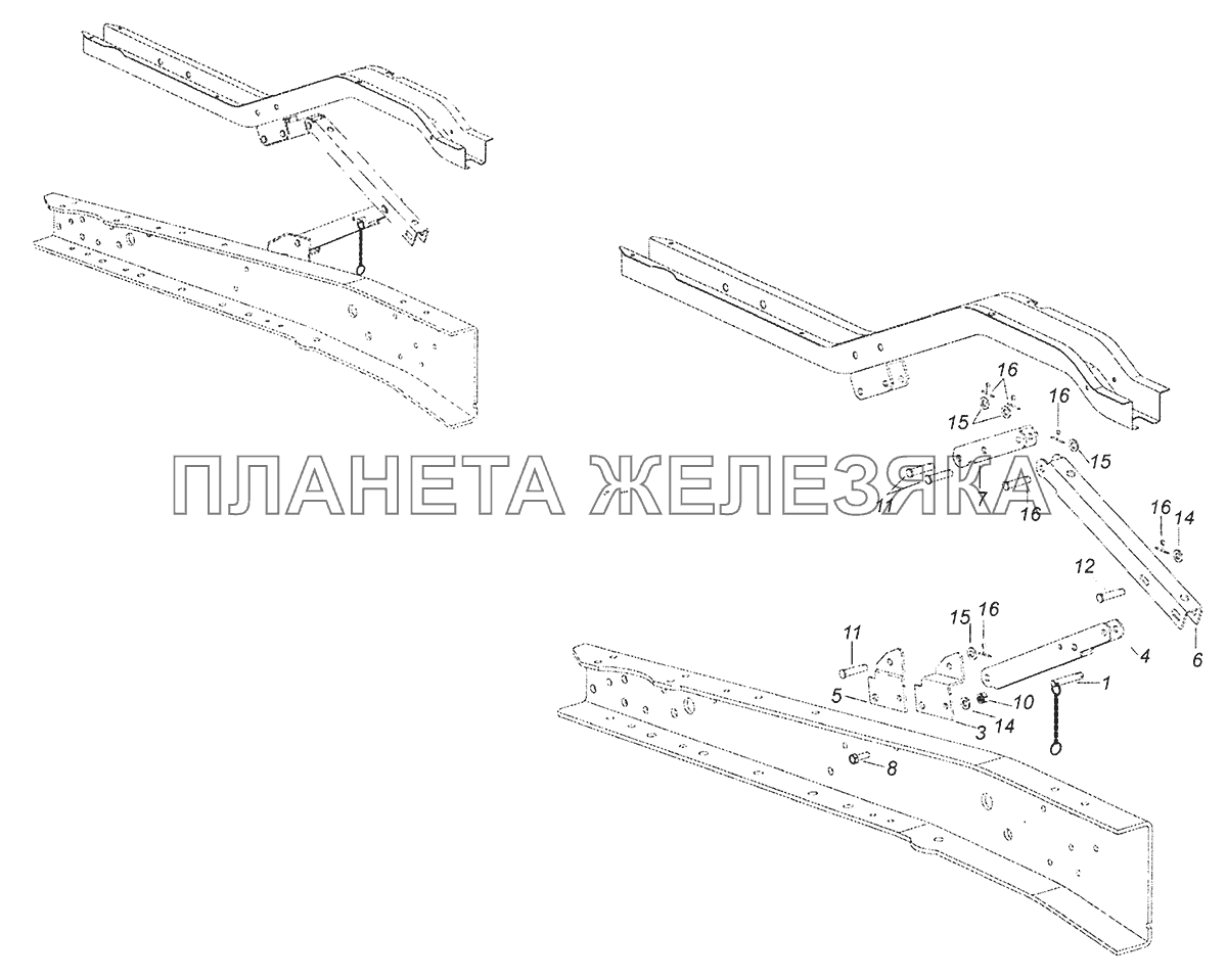 43114-5002051-10 Установка ограничителя подъема кабины КамАЗ-43253, 43255 (Евро-4)