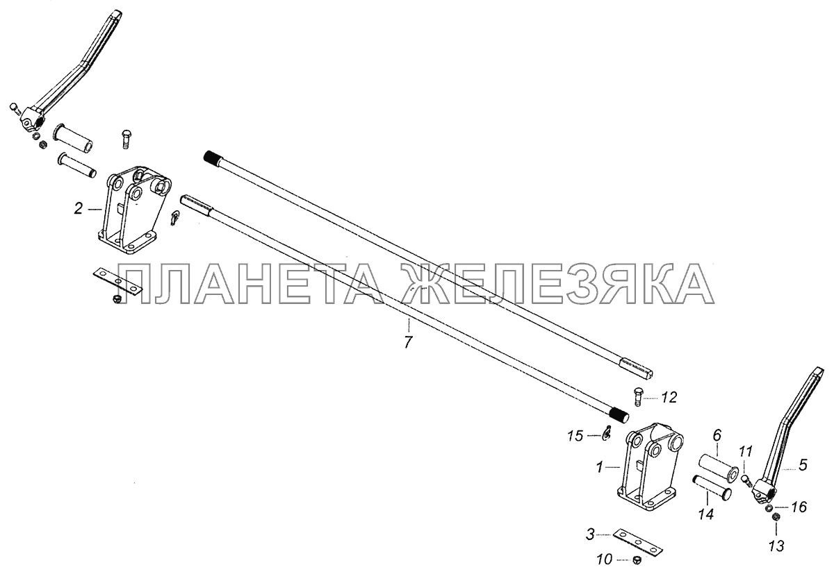 65115-5000003 Переднее крепление и механизм уравновешивания кабины КамАЗ-43253, 43255 (Евро-4)