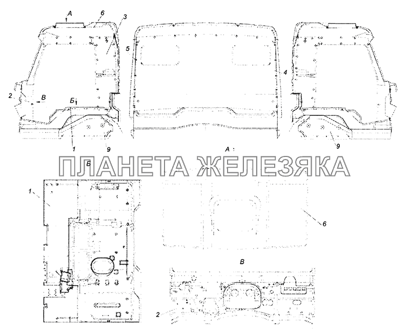 65222-5000100 Установка термошумоизоляции и обивки кабины (Для кабин без спального места) КамАЗ-43253, 43255 (Евро-4)