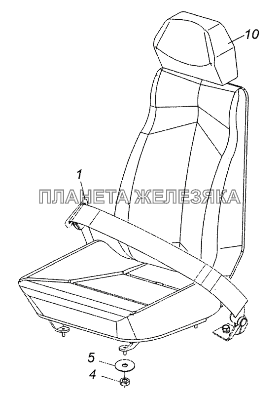 5460-5000123 Установка среднего сиденья КамАЗ-43253, 43255 (Евро-4)