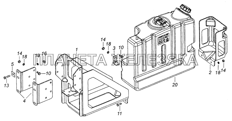 65115-1208002 Установка бака нейтрализирующей жидкости КамАЗ-43253, 43255 (Евро-4)