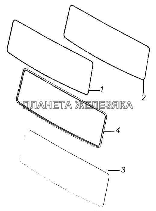 65115-5206005 Установка ветровых стекол КамАЗ-43253, 43255 (Евро-4)