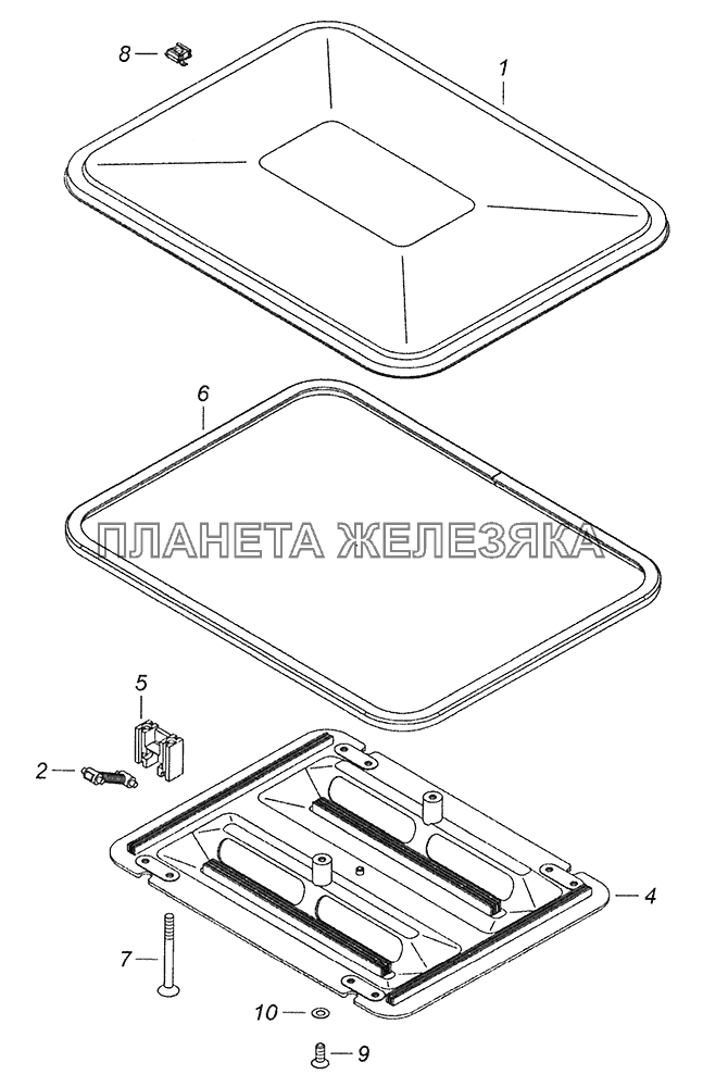 53205-5713008 Установка вентиляционного люка крыши КамАЗ-43253, 43255 (Евро-4) 53205-5713008 Установка вентиляционного люка крыши КамАЗ-43253, 43255 (Евро-4)