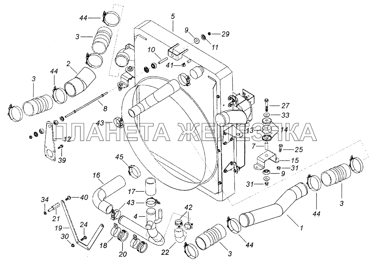 65115-1300023-60 Установка блока охлаждения КамАЗ-43253, 43255 (Евро-4)