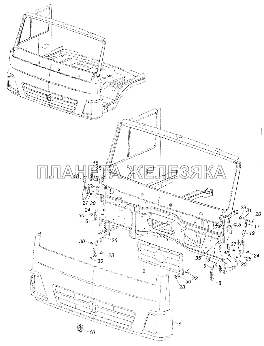 63501-8401009 Установка облицовочной панели КамАЗ-43253, 43255 (Евро-4)