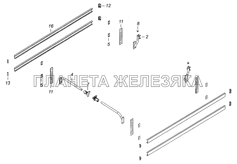 43255-8410003-20 Установка боковой защиты КамАЗ-43253, 43255 (Евро-4)