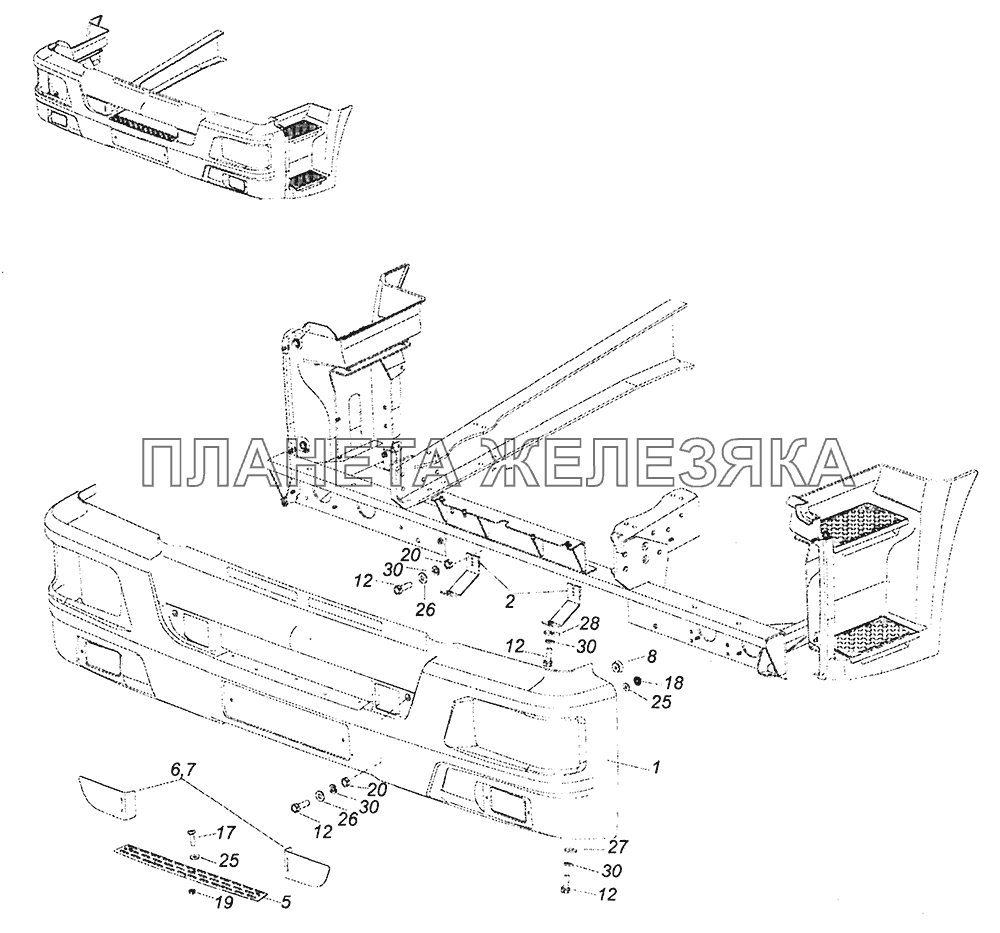 65115-8416010-50 Установка облицовки буфера КамАЗ-43253, 43255 (Евро-4)