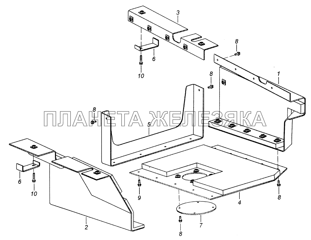 43255-1580004 Установка шумоизоляционного экрана нижнего КПП КамАЗ-43253, 43255 (Евро-4)